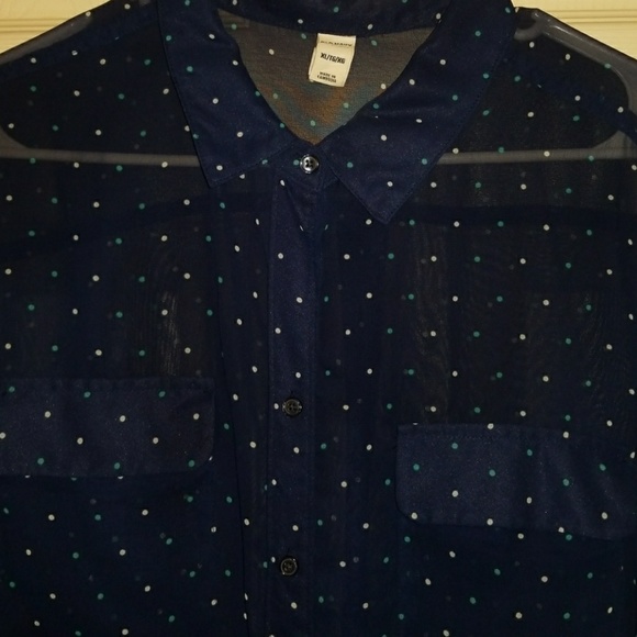 OLD NAVY POLKA DOT NAVY BLUE BLOUSE SIZE XL - Picture 3 of 4